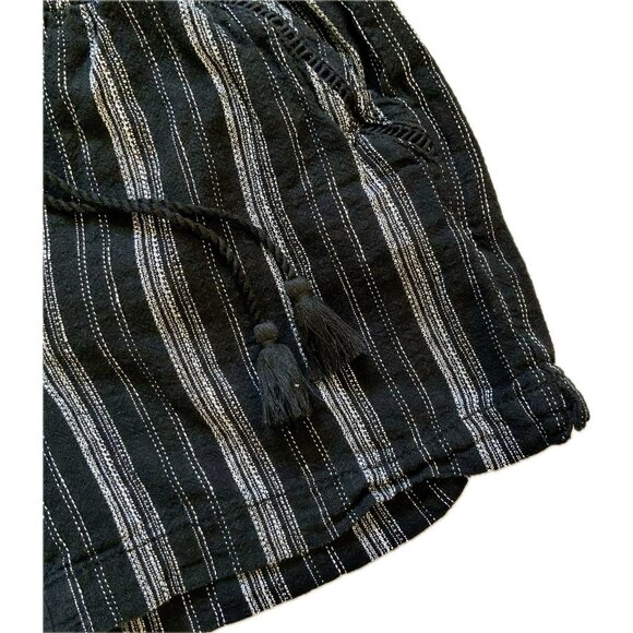Briggs Women’s Shorts Black Striped Linen/Rayon Blend Elastic Waist Size S Boho - Picture 3 of 11